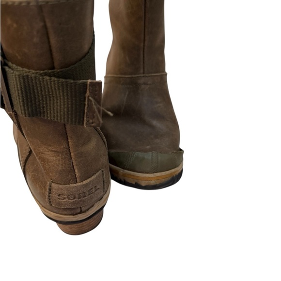 Sorel Rustic Green Brown Leather Short Boots - Picture 3 of 7